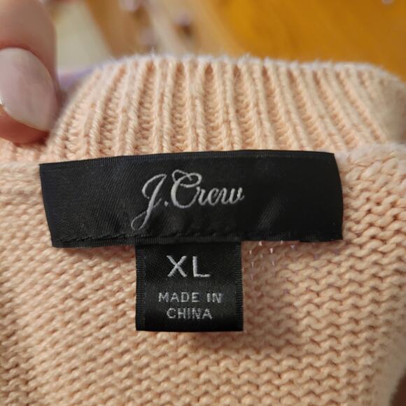 J.Crew XL Pink Cotton Cable Knit Crewneck Sweater Breathable Pullover - Picture 5 of 5